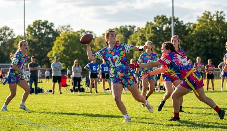 Flag football players celebrating